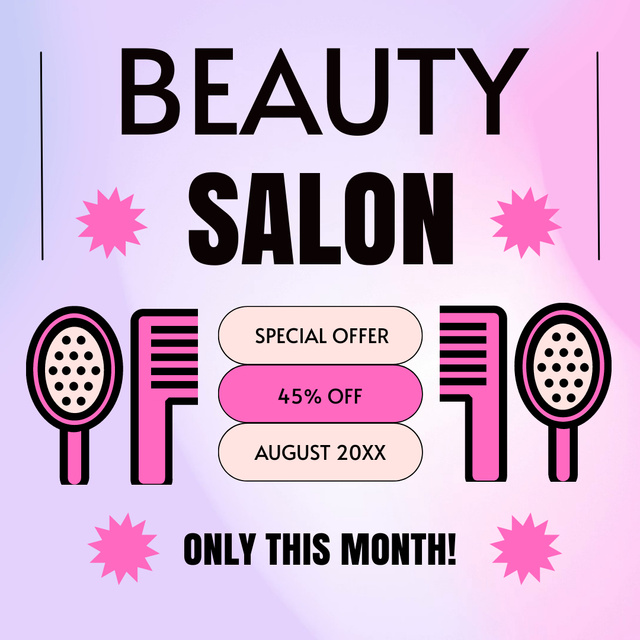 Lovely Beauty Salon Services In Pink With Hairstyling Animated Postデザインテンプレート