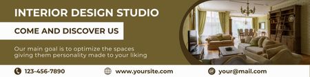 Services of Interior Design Studio with beautiful Home LinkedIn Cover – шаблон для дизайну