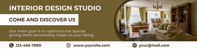 Services of Interior Design Studio with beautiful Home LinkedIn Cover Design Template