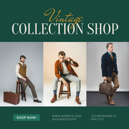 Template di design Fashion hipster men on deep green Instagram AD