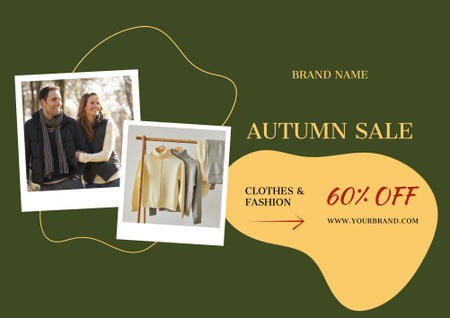 Designvorlage Autumn Clothes At Discounted Rates Offer In Green für Poster B2 Horizontal