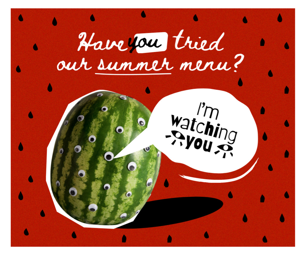 Plantilla de diseño de Funny Watermelon with Eyes Facebook 