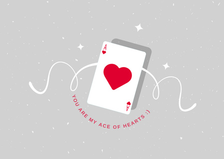 Platilla de diseño Happy Valentine's Day with Ace of Hearts Card