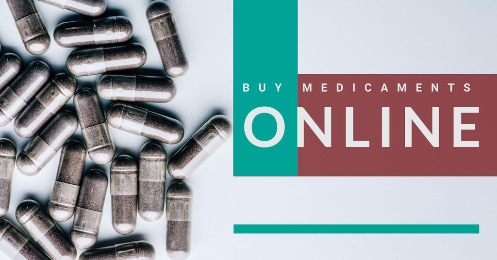 Online drugstore Offer with medicines Facebook AD Šablona návrhu