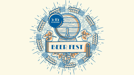 Plantilla de diseño de Anuncio de cervecería Barril de cerveza de madera FB event cover 