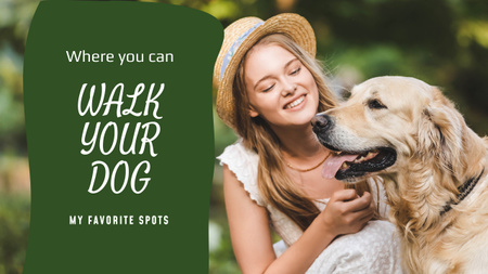 Dog Walking Services Girl with Golden Retriever Youtube Thumbnail Design Template