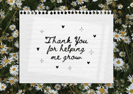 Thankful Phrase with Cute Daisy Flowers Card Šablona návrhu