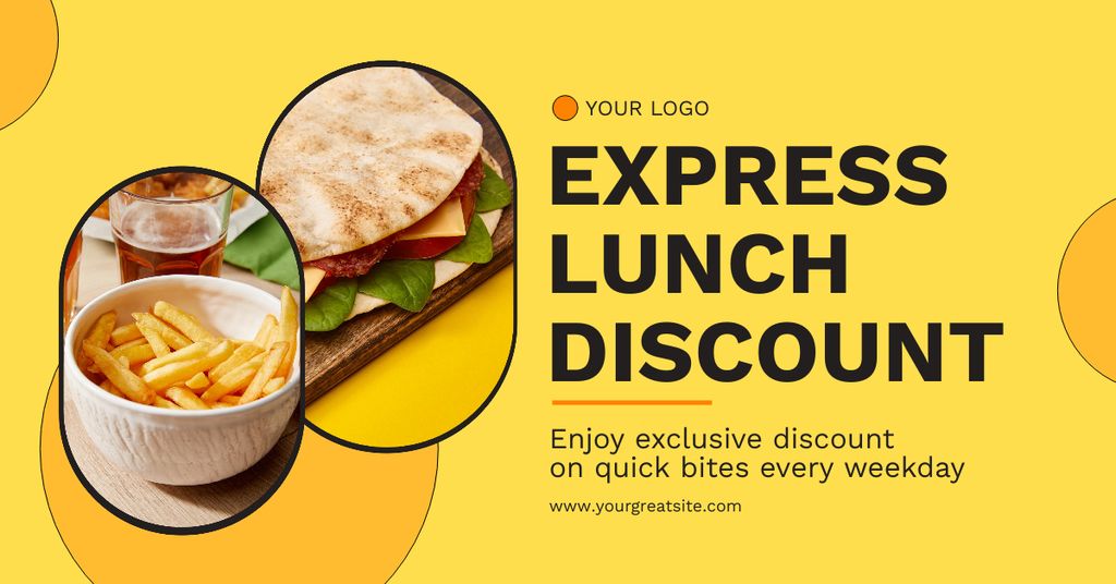 Designvorlage Discount on Express Lunch with French Fries für Facebook AD