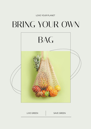 Apples in Eco Bag Poster Design Template