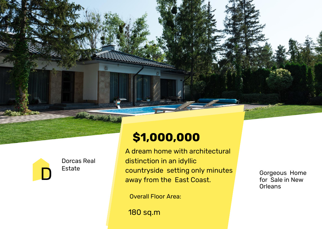 Offer Prices for House with Large Pool Flyer A6 Horizontal Šablona návrhu