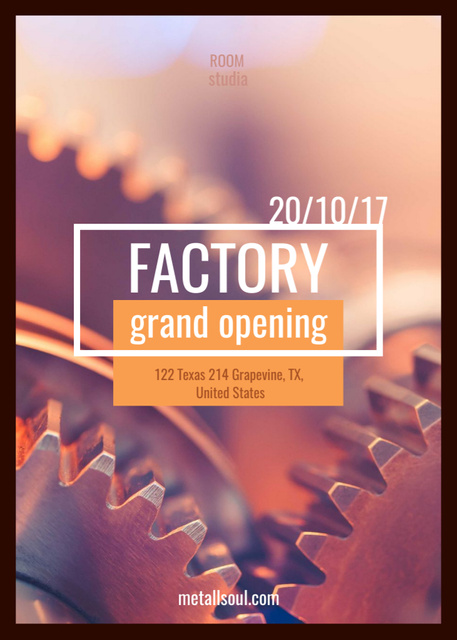 Plantilla de diseño de Factory Opening Announcement Mechanism Cogwheels Invitation 
