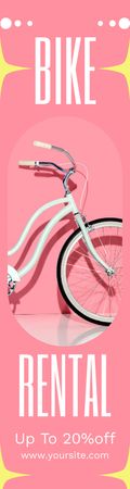 Anúncio de aluguel de bicicletas urbanas em rosa Skyscraper Modelo de Design