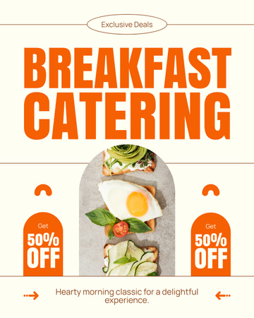 Plantilla de diseño de Servicios de Catering para Desayunos con Sándwiches Instagram Post Vertical 