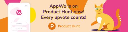 Product Hunt Campaign Ad Login Page on Screen Web Banner Πρότυπο σχεδίασης