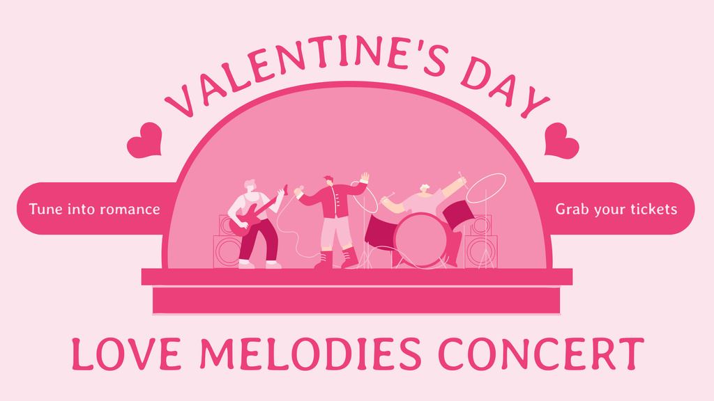Valentine's Day Concert Announcement on Pink FB event cover Modelo de Design
