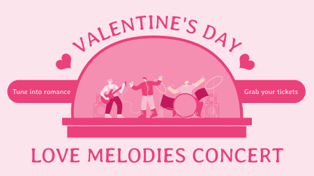 Valentine's Day Concert Announcement on Pink FB event cover Design Template