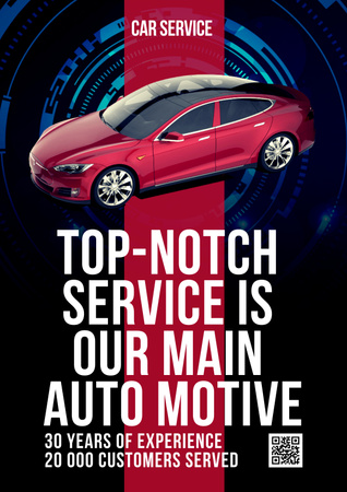 Car Services Ad with Red Automobile Poster Design Template