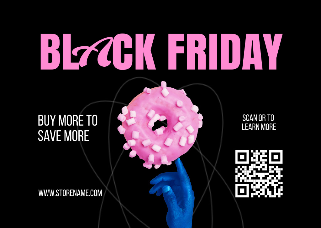 Black Friday Holiday Sale with Donut Card Modelo de Design