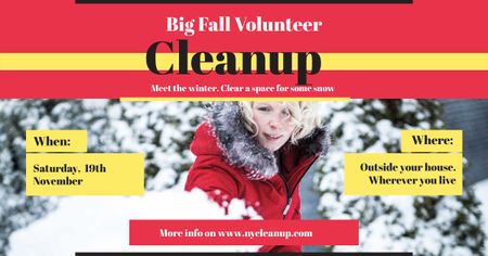 Winter Volunteer clean up Facebook AD Design Template