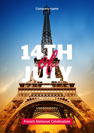 július 14. bastille day of france ünnepi közlemény Poster tervezősablon