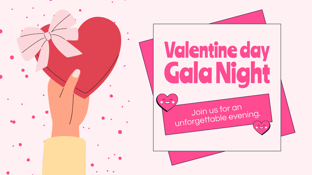Valentine's Day Gala Night Invitation FB event cover Design Template