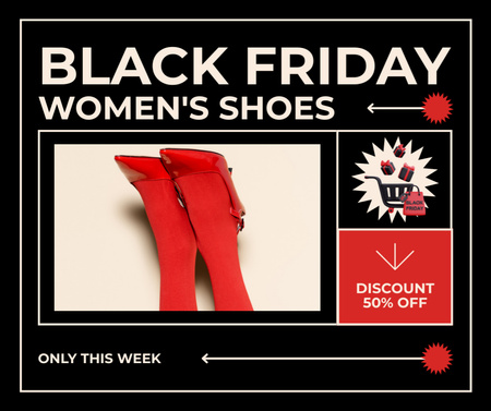 Black Friday Sale of Classic Women's Shoes Facebook Design Template
