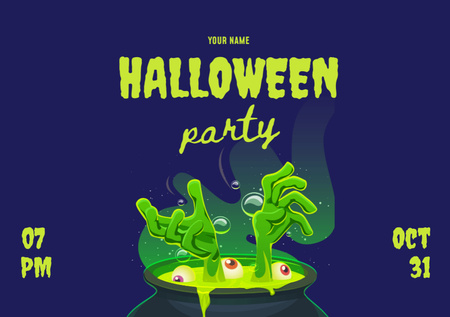 Ontwerpsjabloon van Flyer A5 Horizontal van Bewitching Halloween Party Announcement With Potion