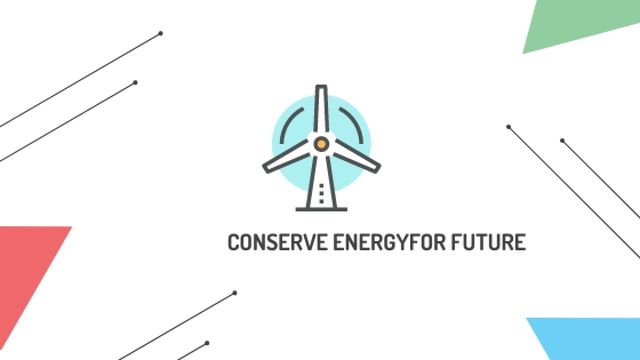 Conserve Energy Wind Turbine Icon Title Tasarım Şablonu