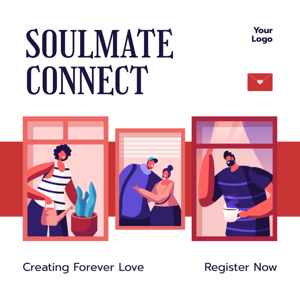 Designvorlage Register to Matchmaking Service to Find Your Soulmate für Instagram