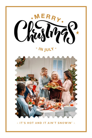 Big Happy Family Celebrate Christmas In July Postcard 4x6in Vertical Design Template
