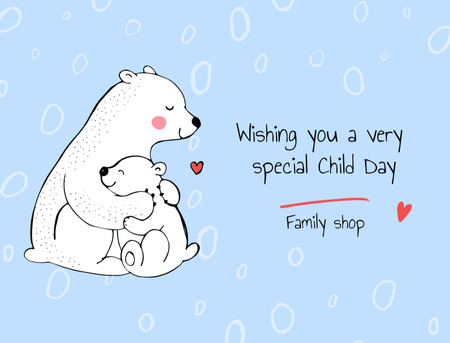 Mother Bear Hugging Cub On Children's Day Postcard 4.2x5.5in Design Template