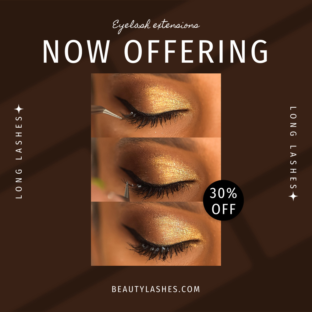 Offer Discount on Eyelash Care Services on Brown Instagram AD – шаблон для дизайна