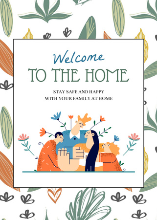 Welcome Home Greeting Card Postcard 5x7in Vertical Design Template