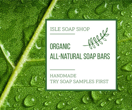 Organic Cosmetics Advertisement Drops on Green Leaf Large Rectangle Tasarım Şablonu