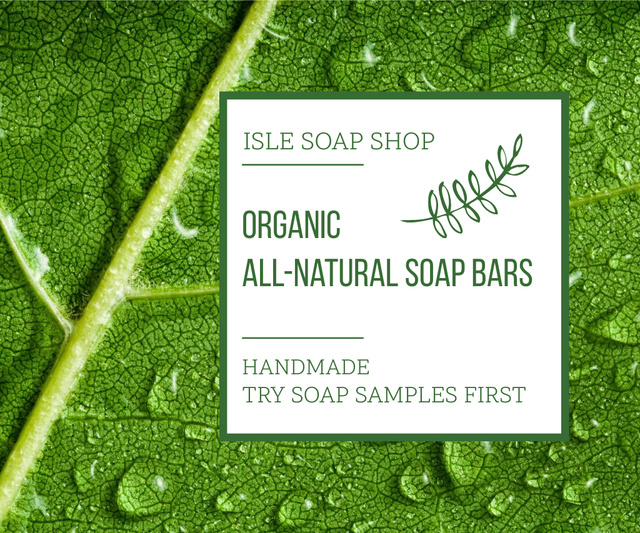 Organic Cosmetics Advertisement Drops on Green Leaf Large Rectangle – шаблон для дизайну