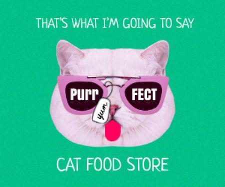 Designvorlage Funny Cute Cat in Sunglasses showing Tongue für Medium Rectangle