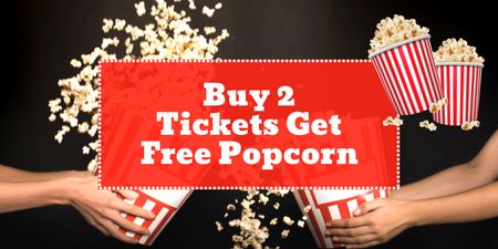 Cinema Tickets Promotion with Popcorn  Twitter Tasarım Şablonu