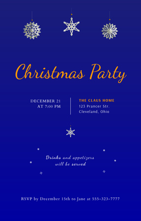 Platilla de diseño Jolly Christmas Party Announcement With Snowflakes Invitation 4.6x7.2in