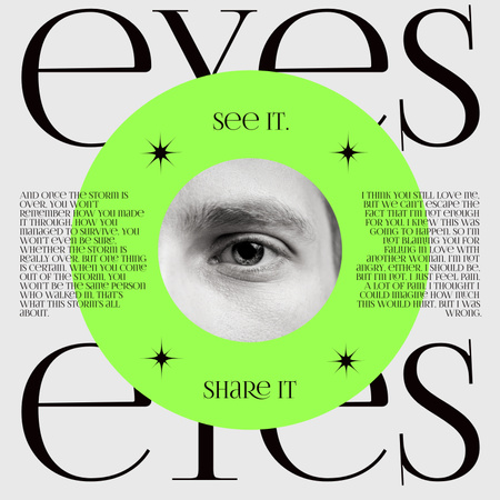Platilla de diseño Creative Music Album Announcement with Eye Album Cover