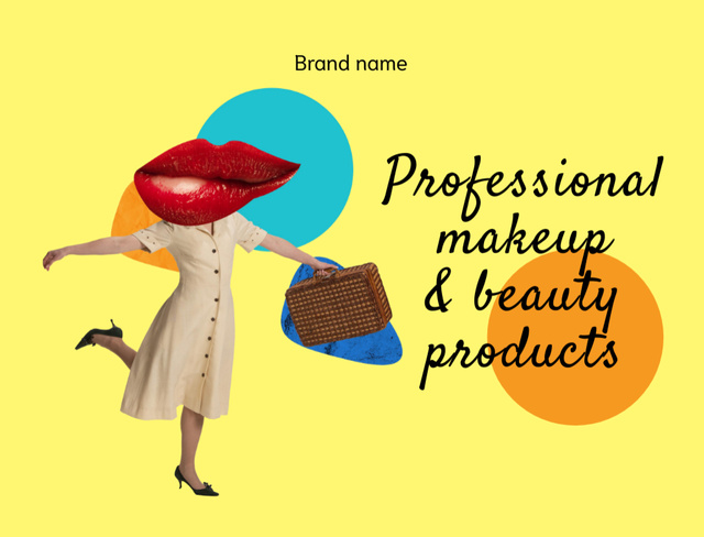 Designvorlage Announcement of Sale of Makeup Products with Funny Illustration für Postcard 4.2x5.5in