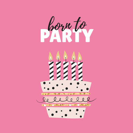 Template di design Birthday Party Celebration Announcement with Festive Cake Instagram