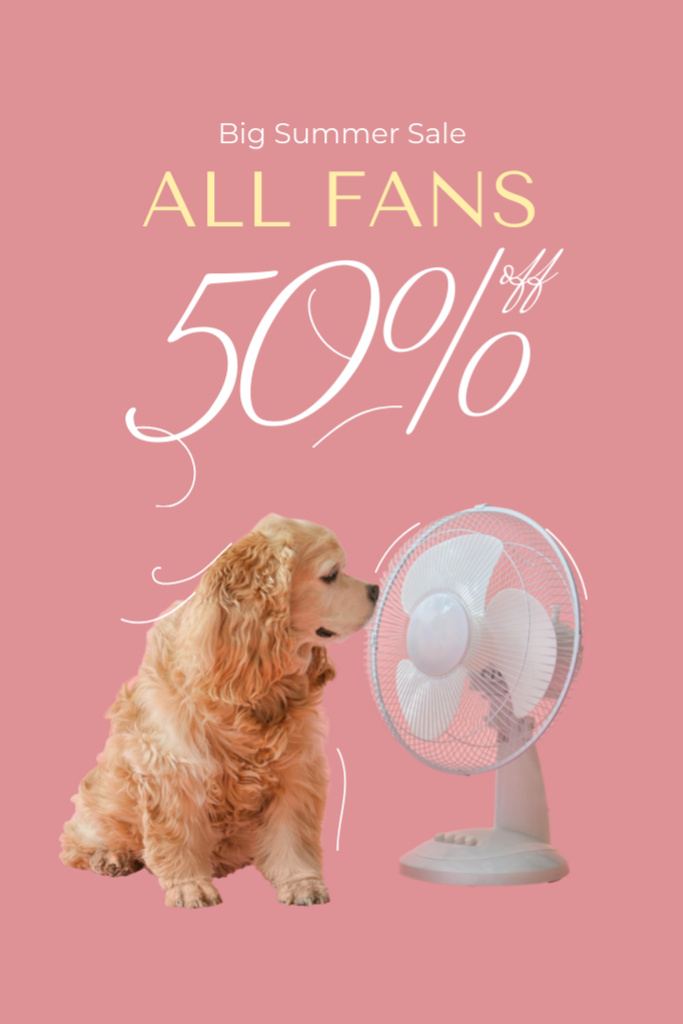 Fans Sale Offer with Cute Dog Flyer 4x6in Design Template