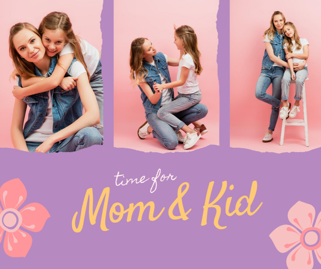 Mom and kid photo collage Facebook – шаблон для дизайна