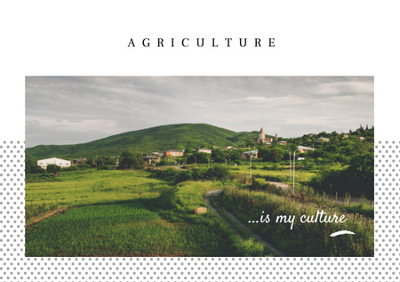 Agricultural Farms In Country Landscape Postcard A5デザインテンプレート