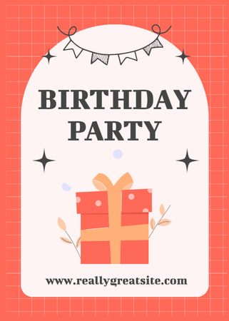 Plantilla de diseño de Invitación a la fiesta de cumpleaños en rojo Flayer 