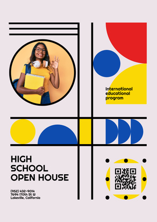 High School Admission Announcement With International Education Program Poster Design Template