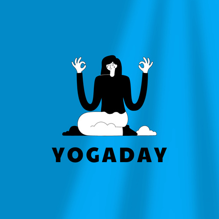 Yoga Day Announcement with Woman meditating Logo Design Template