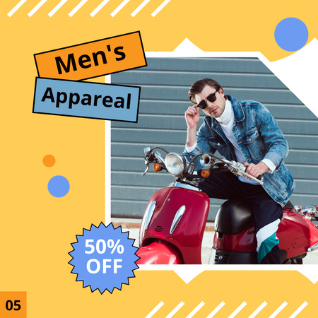 Men's Collection Sale with Man on Scooter Instagram Design Template
