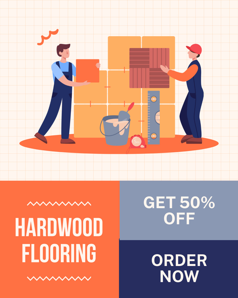 Perfect Hardwood Flooring At Half Price Instagram Post Vertical – шаблон для дизайна