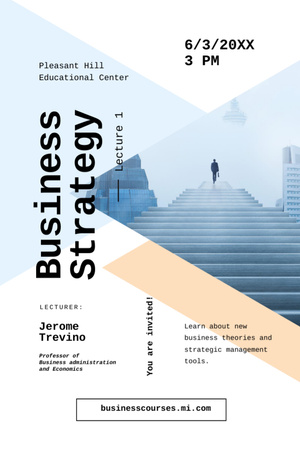 Designvorlage Business event ad with Man walking on stairs für Invitation 6x9in